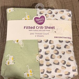 Parent's Choice Fitted Crib Sheet Set - Green and Cream